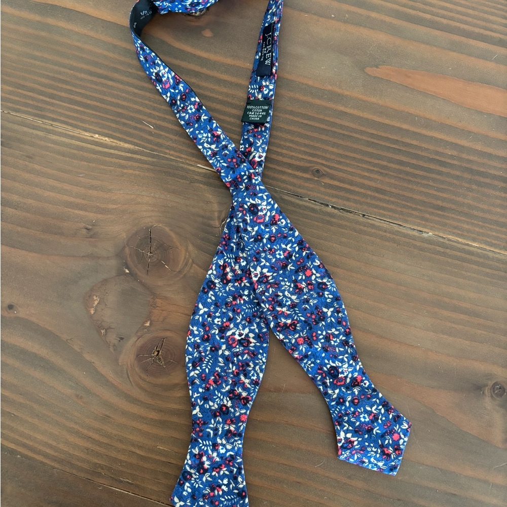 J.Crew Factory Floral Blue Bow Tie